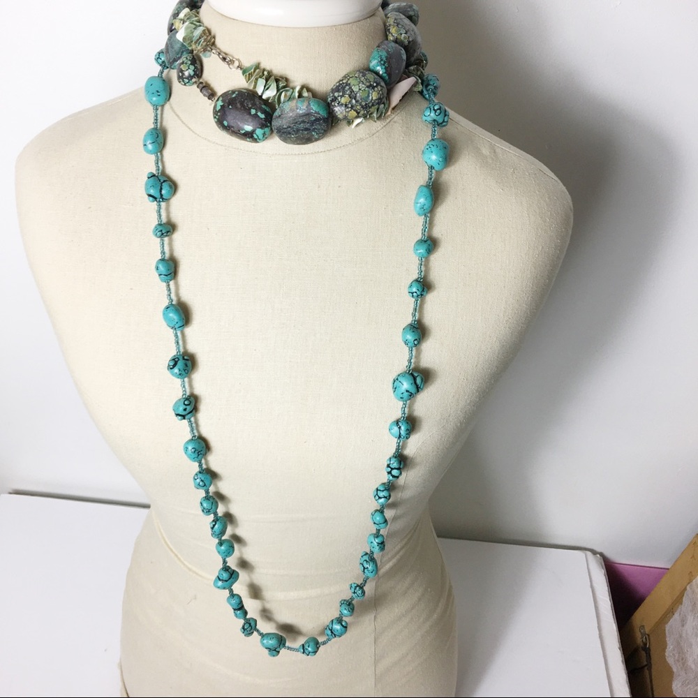 Collectible Costume Blue Long Shabby Chic Necklace